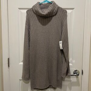 Ribbed Turtleneck Sweater Dress